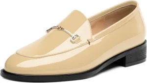 MODENCOCO Womens Loafers Shoes Platform Chunky Low Heel Penny Loafer Comfortable Patent Slip On Work Office Business Casual Fall Dress Shoes Size 12.5