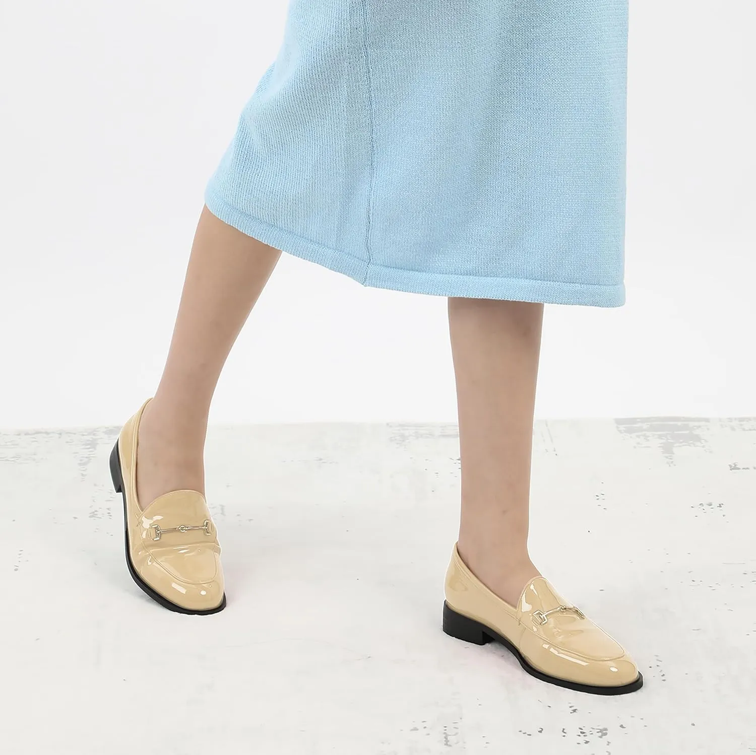 MODENCOCO Womens Loafers Shoes Platform Chunky Low Heel Penny Loafer Comfortable Patent Slip On Work Office Business Casual Fall Dress Shoes Size 12.5