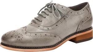 Mona flying Womens Leather Flat Oxfords Shoes for Women Perforated Lace-up Wingtip Vintage Brogues Shoes