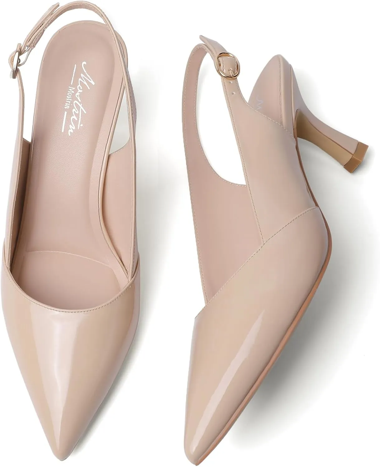 Mostrin Kitten Heels for Women Slingback Pointed Closed Toe Heels Women's Pumps Shoes for Wedding, Party, Commuting