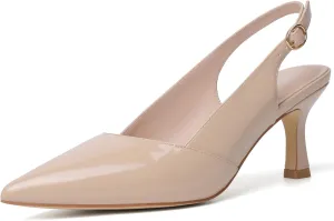 Mostrin Kitten Heels for Women Slingback Pointed Closed Toe Heels Women's Pumps Shoes for Wedding, Party, Commuting