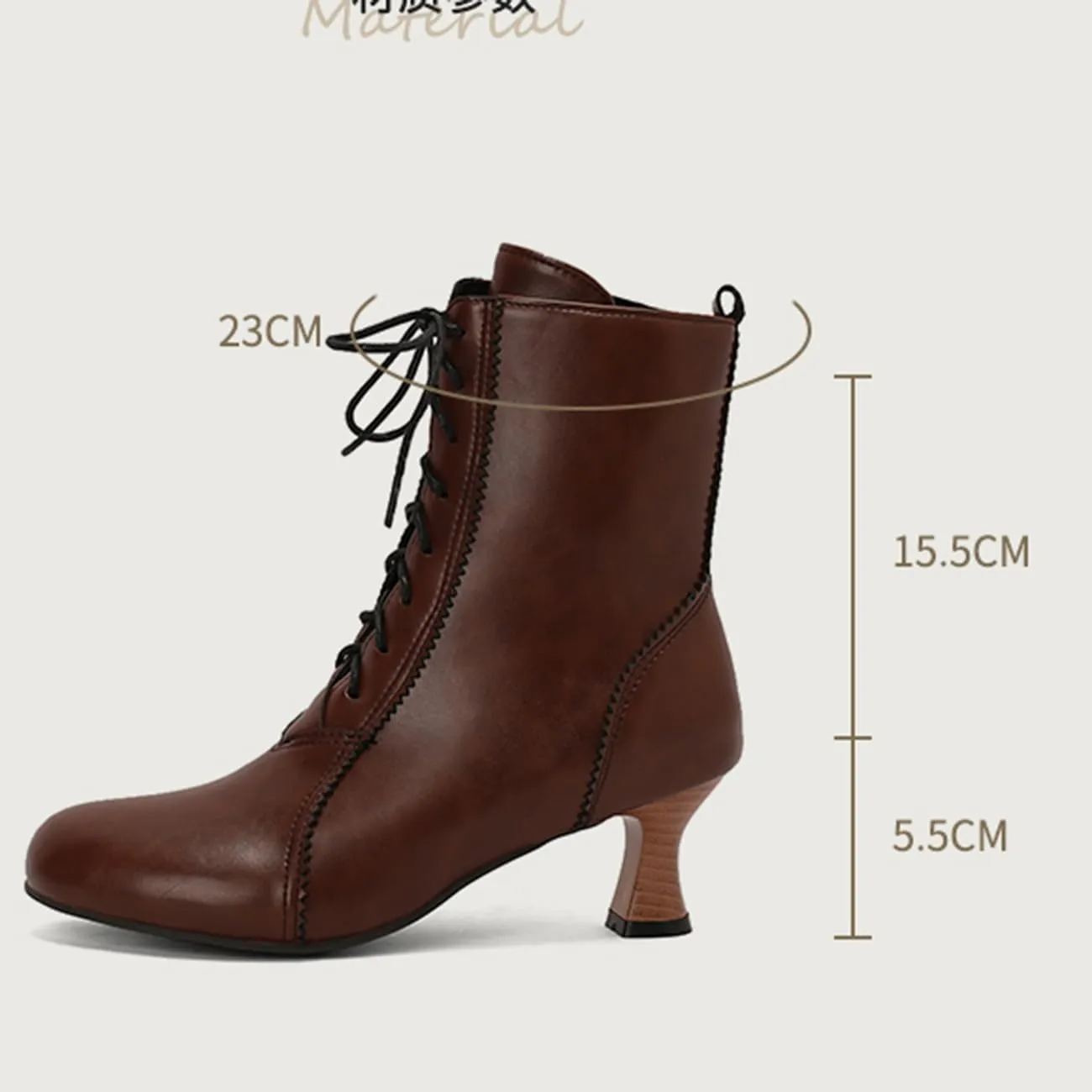 MRKEWUNEY Vintage Women Victorian Boots 70s Lace Up Kitten Heel Ankle Boots