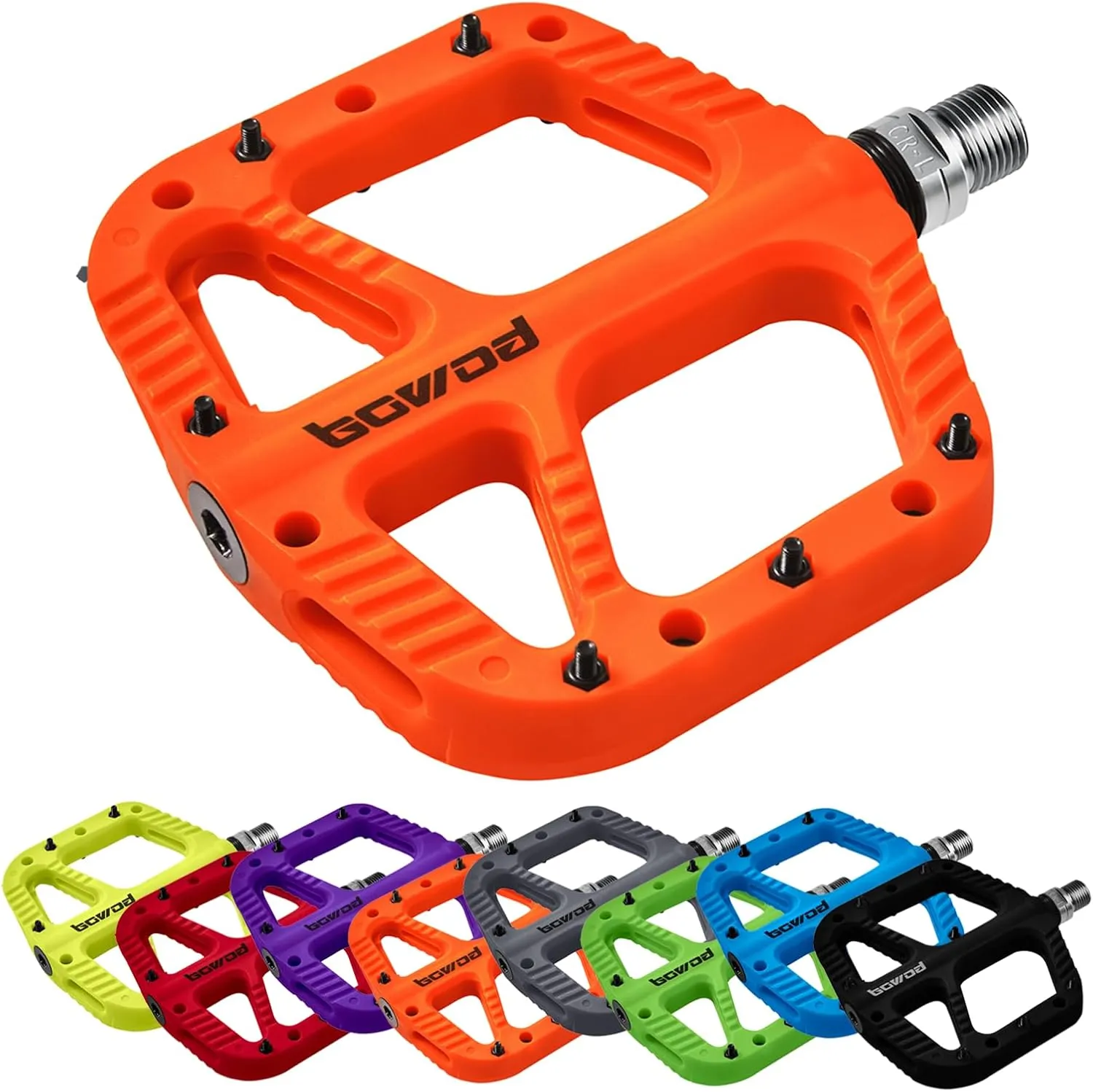 MTB Pedals Flat Mountain Bike Pedals Adult, Light and Wide Nylon Composite Bicycle Platform Pedal w Grippy Pins, 9/16" Cr-Mo Spindle 2 Bearings, Clipless Pedals for BMX Gravel Road E.Bike 9/16"