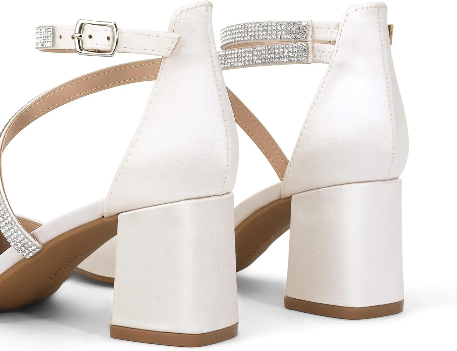 mysoft Women's Pumps Low Chunky Block Heels Pointed Toe Ankle Strap Across Instep Strap Party Wedding Dress Shoes