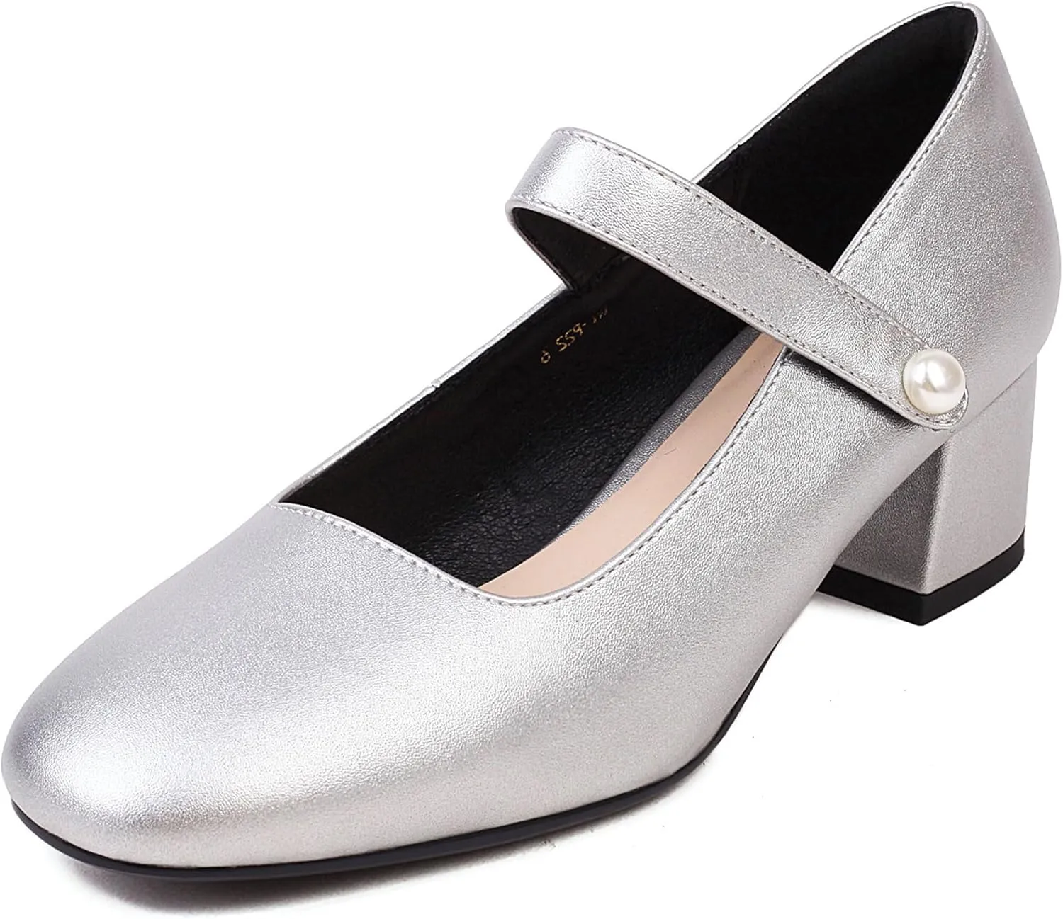 Naiyee Mary Jane Shoes Women Chunky Heel Ankle Strap Dress Shoes for Women Low Heels Close Rounded Toe Pumps