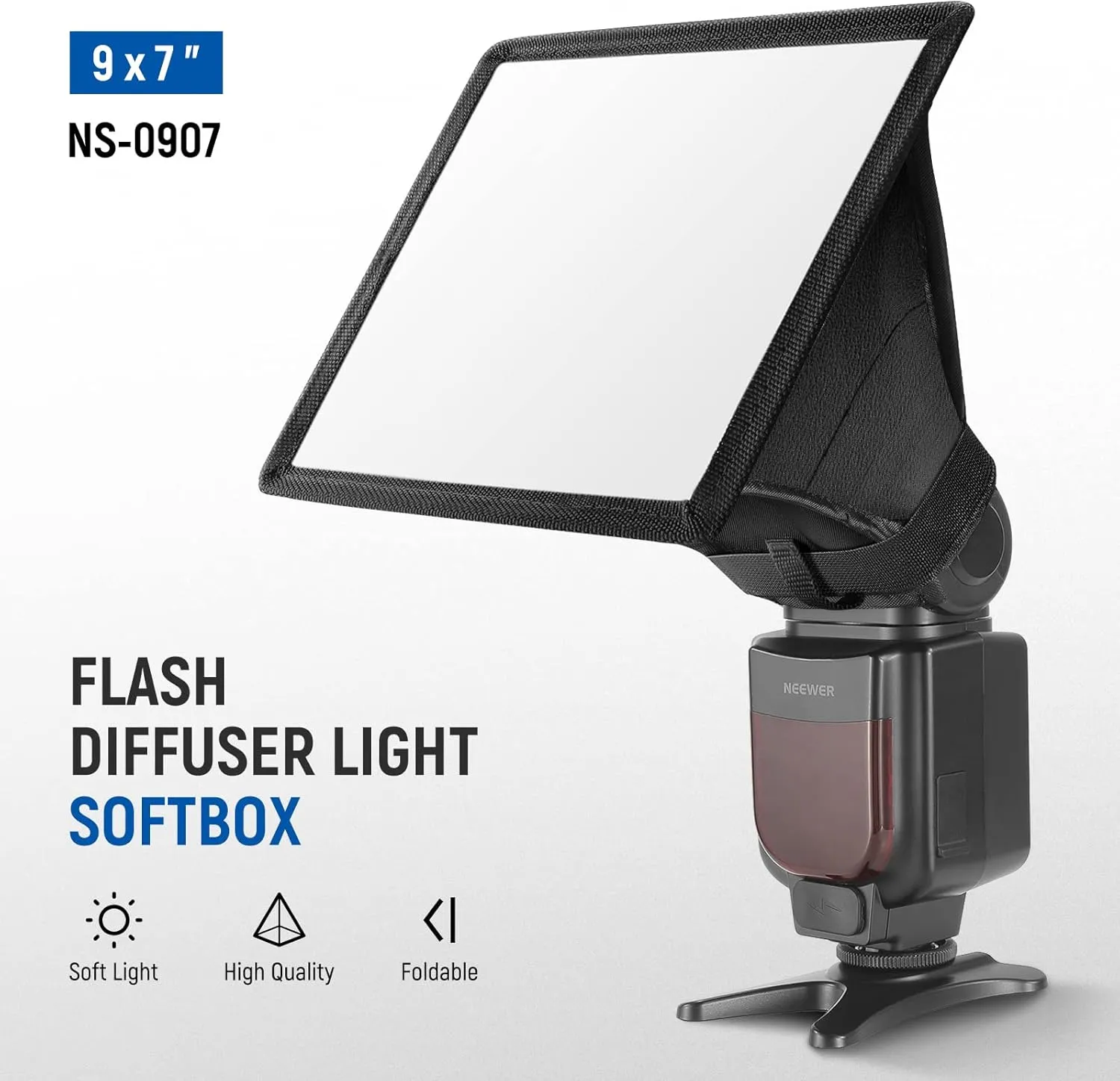NEEWER Flash Diffuser Light Softbox 9" x 7", Universal, Collapsible with Storage Pouch Compatible with Canon Nikon Sony Godox Yongnuo NEEWER speedlight