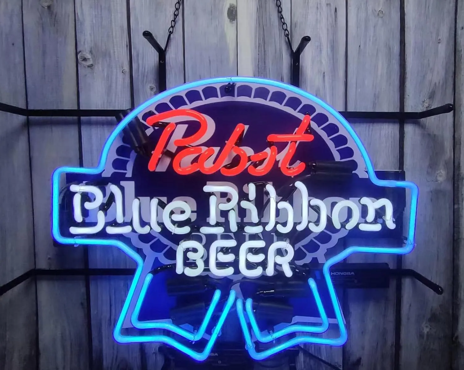 Neon Signs Beer Bar Pabst Blue Ribbons Glass Neon Signs for Office Hotel Pub Cafe Party Man Cave Neon Light Art Wall Lights 24 X 20 Inches