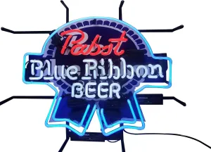 Neon Signs Beer Bar Pabst Blue Ribbons Glass Neon Signs for Office Hotel Pub Cafe Party Man Cave Neon Light Art Wall Lights 24 X 20 Inches