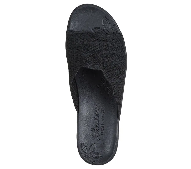 NEW Women's SKECHERS PIER-LITE - CLASSIC ELEGANCE Black KNIT Wedge Sandal AUTHENTIC IN BOX