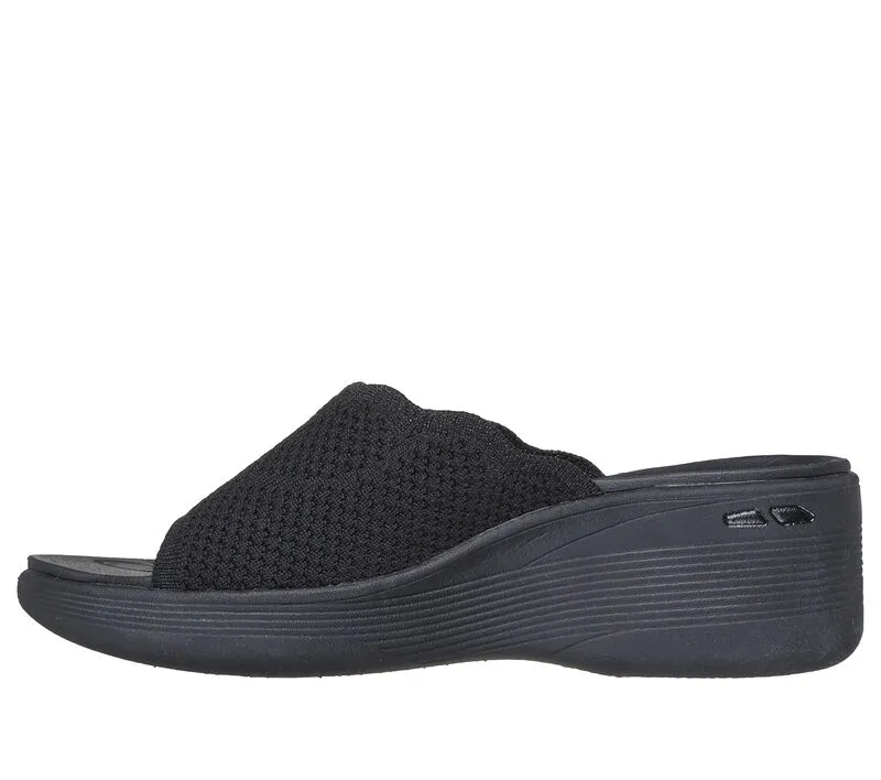 NEW Women's SKECHERS PIER-LITE - CLASSIC ELEGANCE Black KNIT Wedge Sandal AUTHENTIC IN BOX