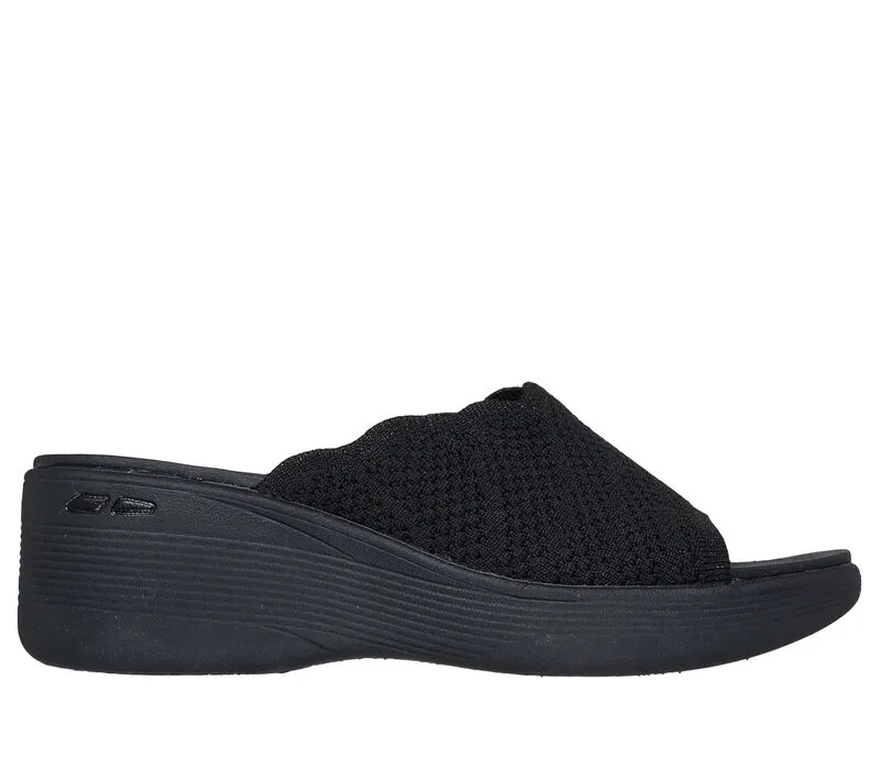 NEW Women's SKECHERS PIER-LITE - CLASSIC ELEGANCE Black KNIT Wedge Sandal AUTHENTIC IN BOX