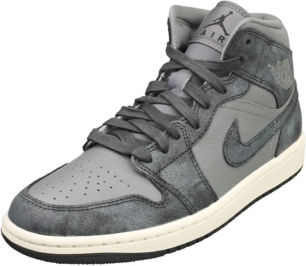 NIKE Air Jordan 1 Mid SE Women's Shoes (FJ3448-001, Smoke Grey/Sail/Off Noir) Size 8