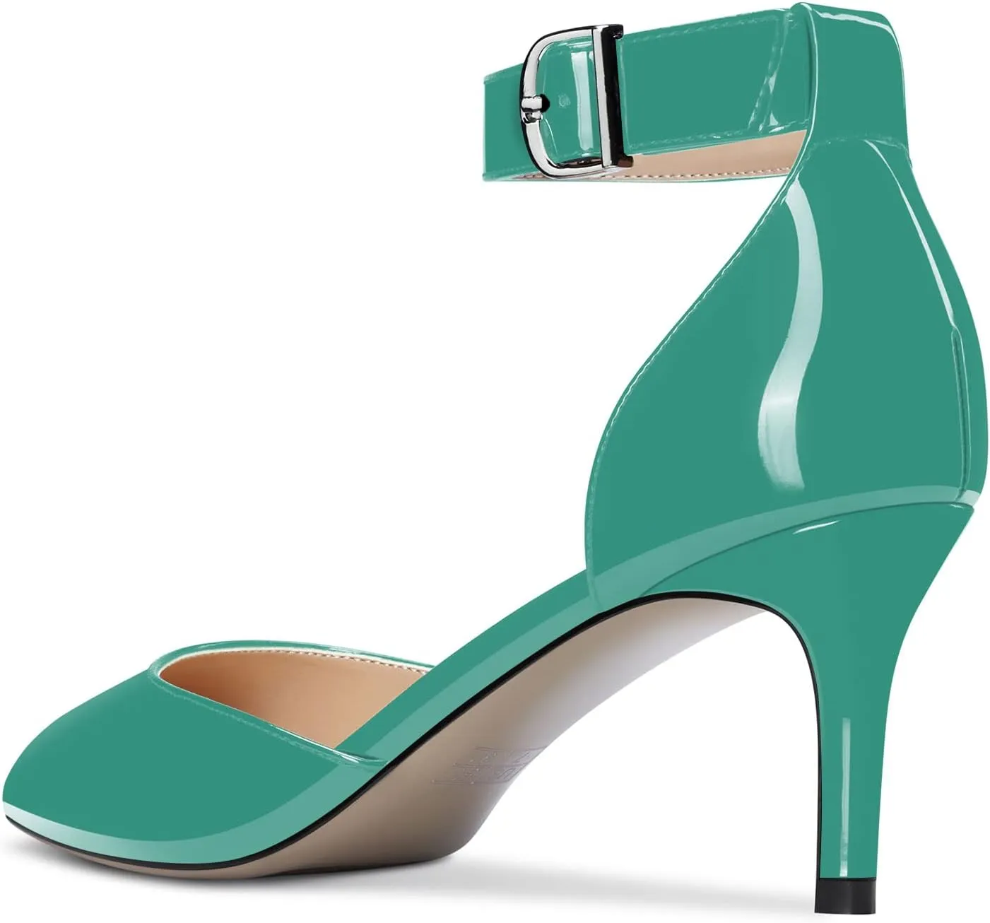 NobleOnly Women Stiletto Kitten Low Heel Ankle Strap Pumps Close Pointed Toe Wedding Office Dress Shoes 2.6 Inches Heels