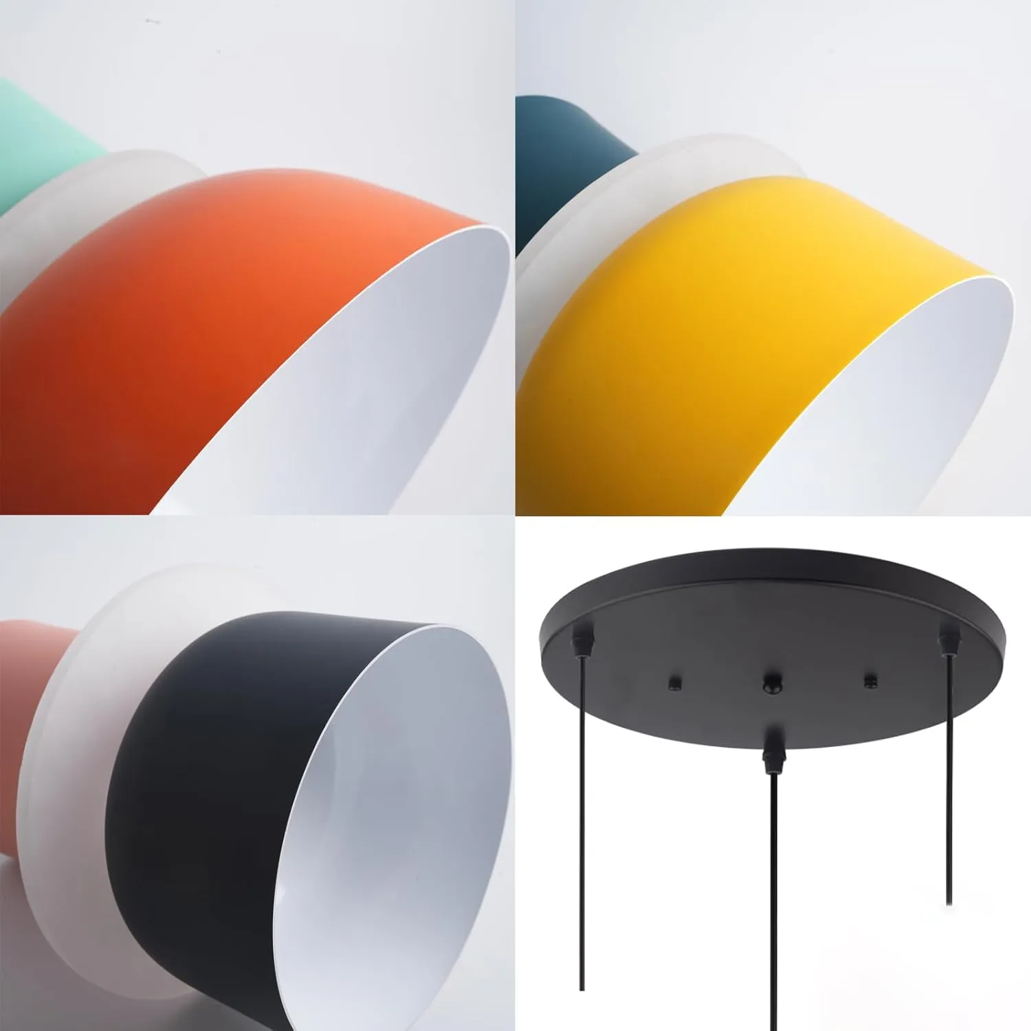 Nordic Modern Pendant Light Macaron Color Mid Century Hanging Light Fixture with Aluminum Shade Colorful Chandelier Ceiling Pendant Lights for Dining Room Kitchen (3-Light)