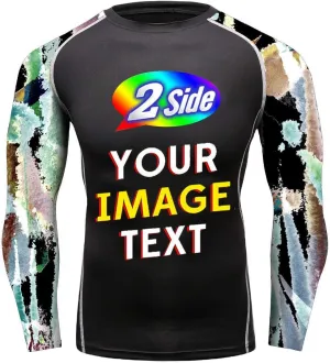O2TEE Design Your Own Long Sleeve Compression Trainning Top Front & Back Add Your Text