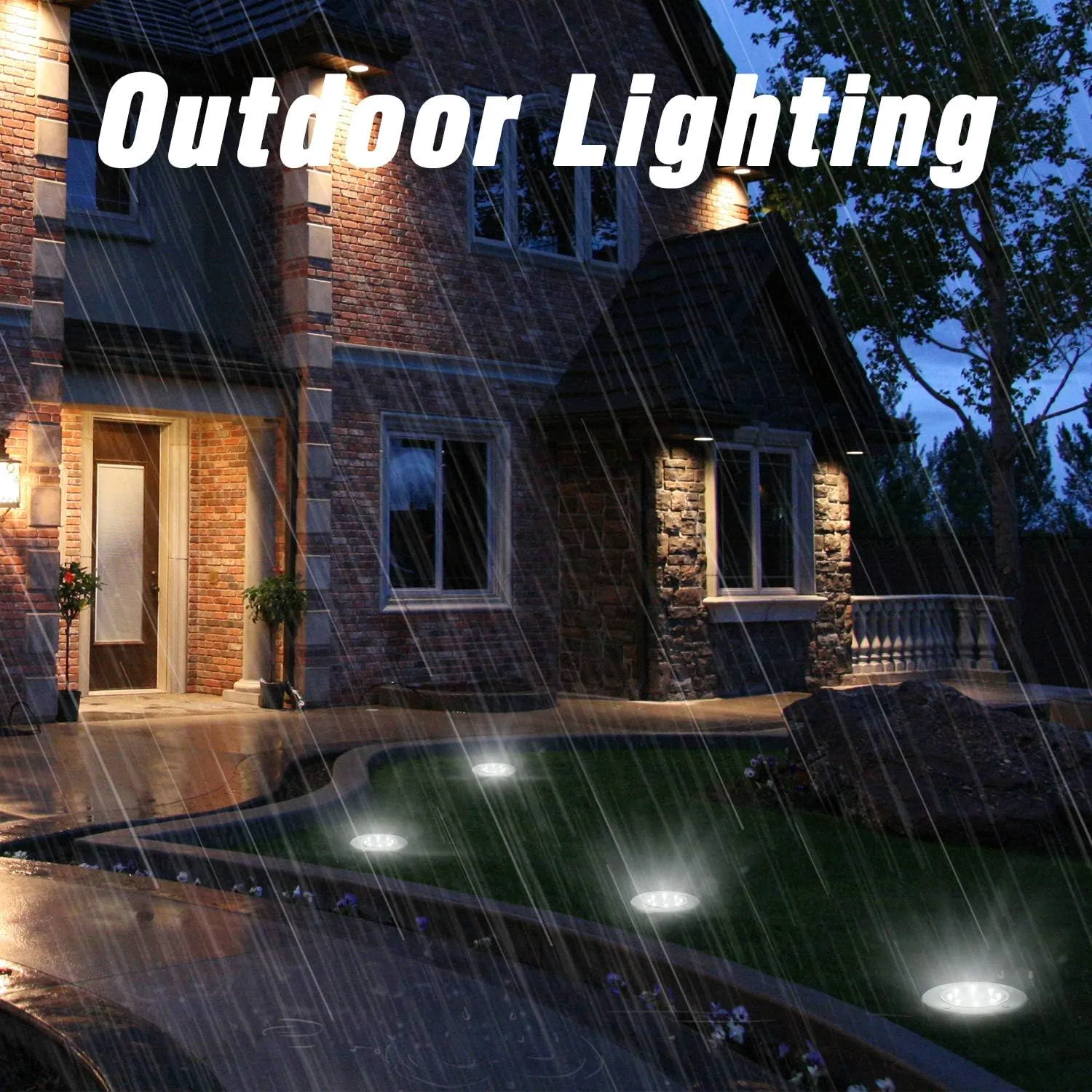 ODEETRONIC Solar Ground Lights, 12 Packs 8 LED Solar Disk Lights, Outdoor in-ground Light Waterproof, Round Solar-Powered Puck Light Flat Lamps for Landscape Pathway Yard Garden Walkway, Cool White