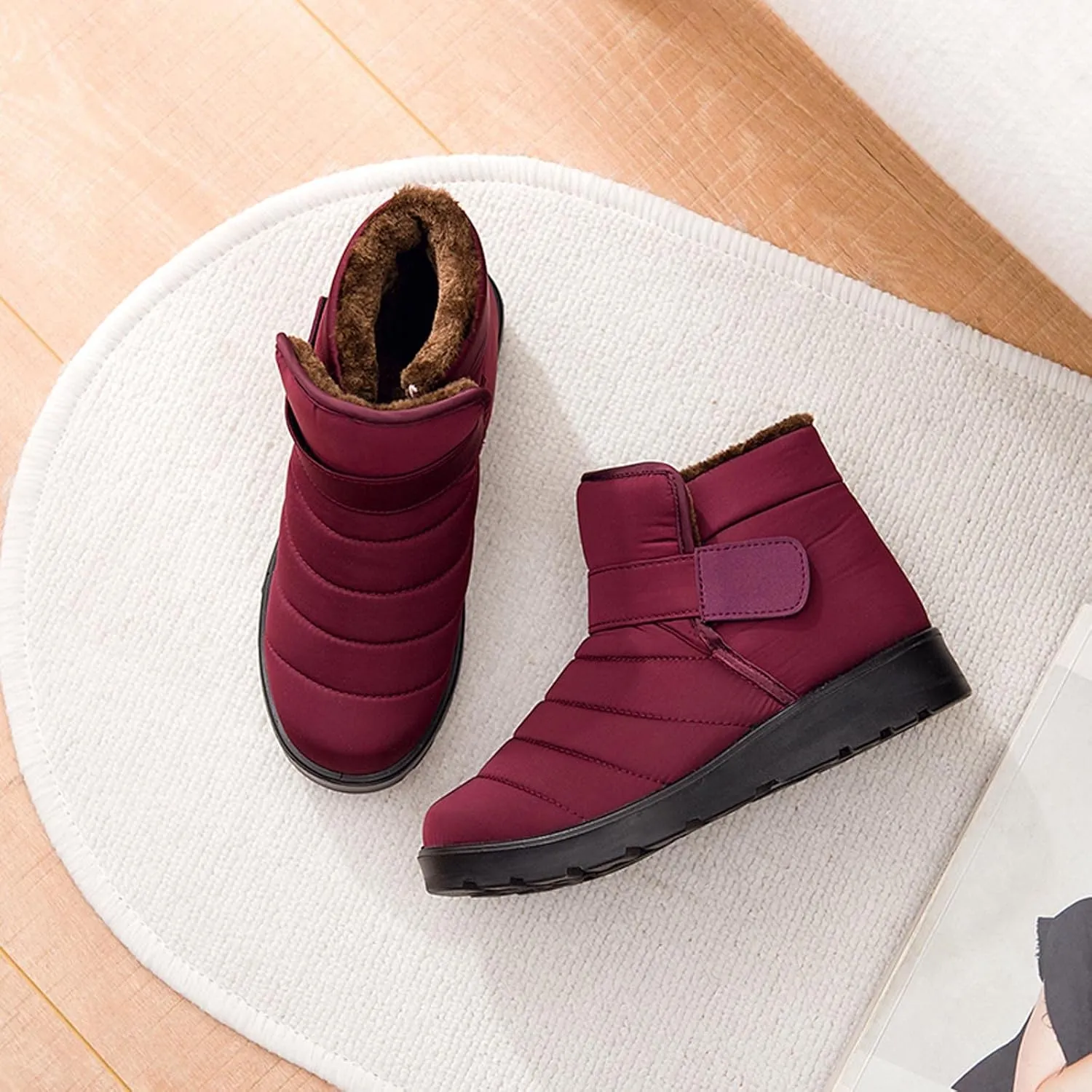 oiangi Winter Boots for Women Fashion Waterproof Snow Boots Fur Lined Warm Ankle Booties Comfortable Slip on Outdoor Non-slip Shoes,botas De Invierno Para Mujert
