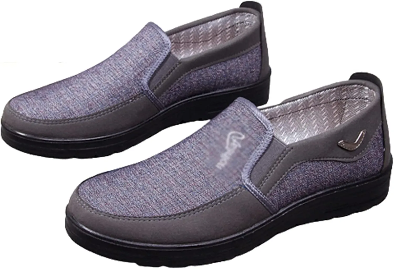Old Beijing Cloth Shoes, Men Slip-On Chinese Traditional Beijing Kung Fu Tai Chi Breathable Canvas Shoes, Soft Rubber Sole Anti-Slip, for Car Driving, Fishing, Indoor Outdoor Wear