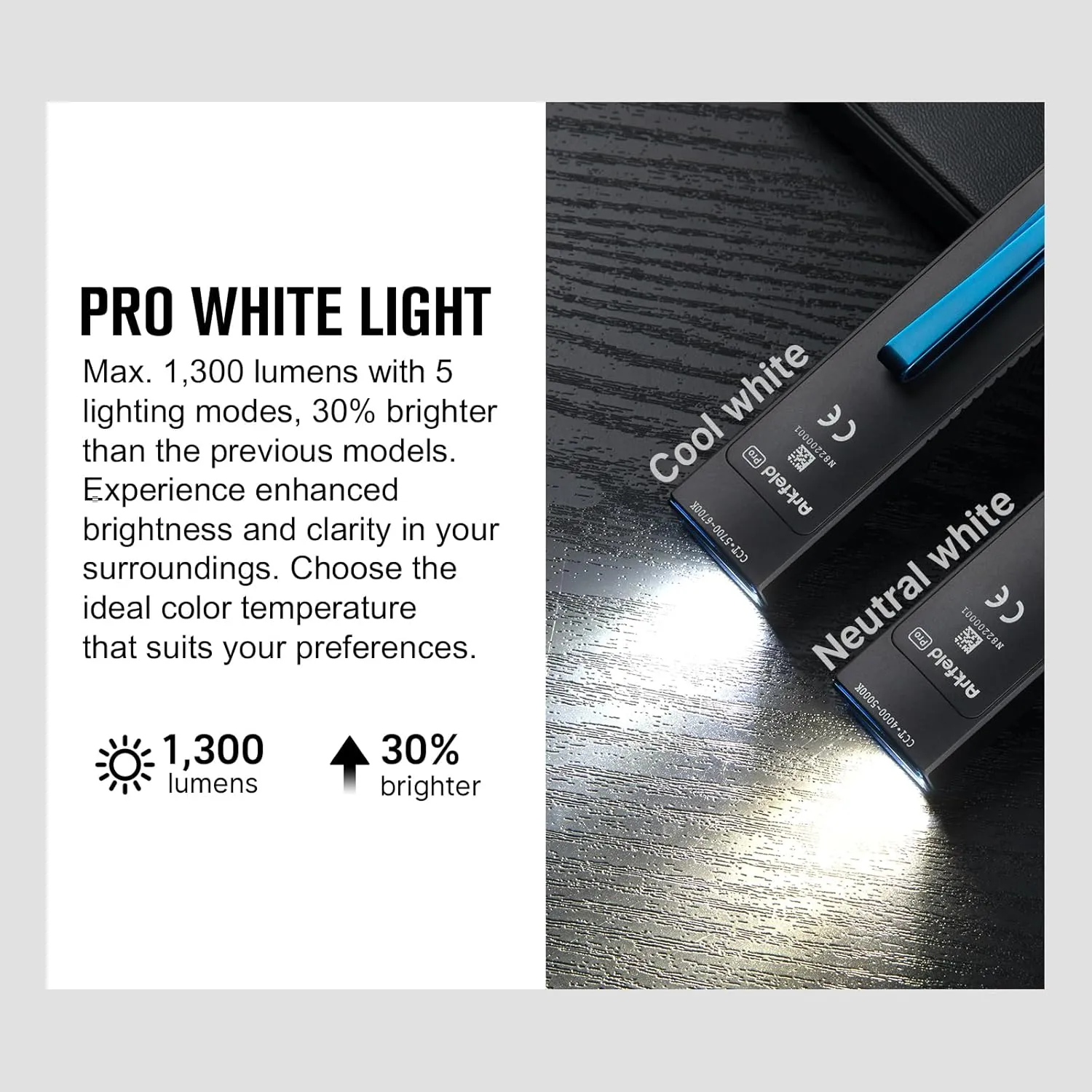 OLIGHT Arkfeld Pro Rechargeable EDC Flat Flashlight with Green Beam, UV and White LED Combo, 1300 Lumens Portable Pocket Lights, Triple Sources for Outdoors Emergency Working (Black CW)