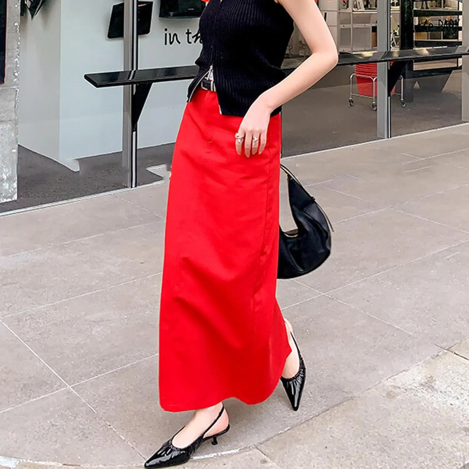 olomisa Slingback Pumps for Women, Kitten Heels with Pointed Toe Low Heel Sandals Ankle Strap Heels Slip-On Pumps