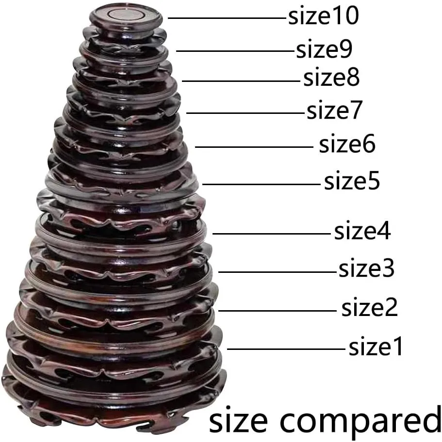 Oriental Furniture Wooden Display Stand Base Lotus Pedestal Vase Base Table Lamp Teapot Base Black Catalpa Furniture Stable Home Decoration Size5 (4.80x1.78in)