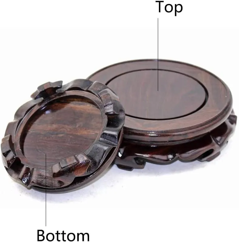 Oriental Furniture Wooden Display Stand Base Lotus Pedestal Vase Base Table Lamp Teapot Base Black Catalpa Furniture Stable Home Decoration Size5 (4.80x1.78in)