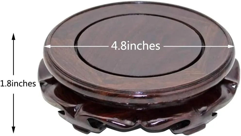 Oriental Furniture Wooden Display Stand Base Lotus Pedestal Vase Base Table Lamp Teapot Base Black Catalpa Furniture Stable Home Decoration Size5 (4.80x1.78in)