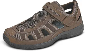 Orthofeet Men's Orthopedic Brown Leather Clearwater Sandals, Size 11 Wide