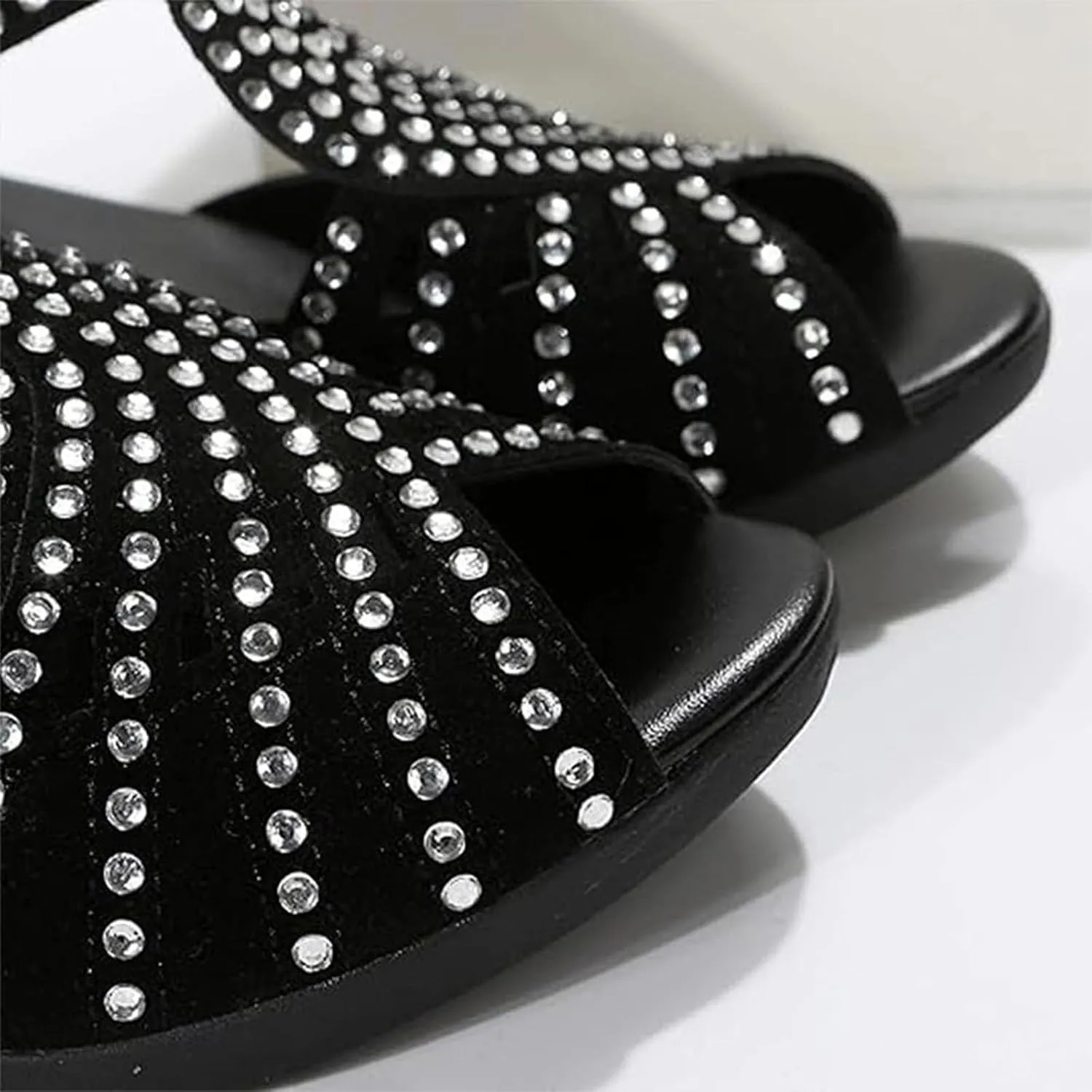 Orthopedic Low Heel Cut-Out Sandals, Glow Step Orthopedic Sandals, Sparkly Rhinestone Comfort Sports Slippers - Arch Support