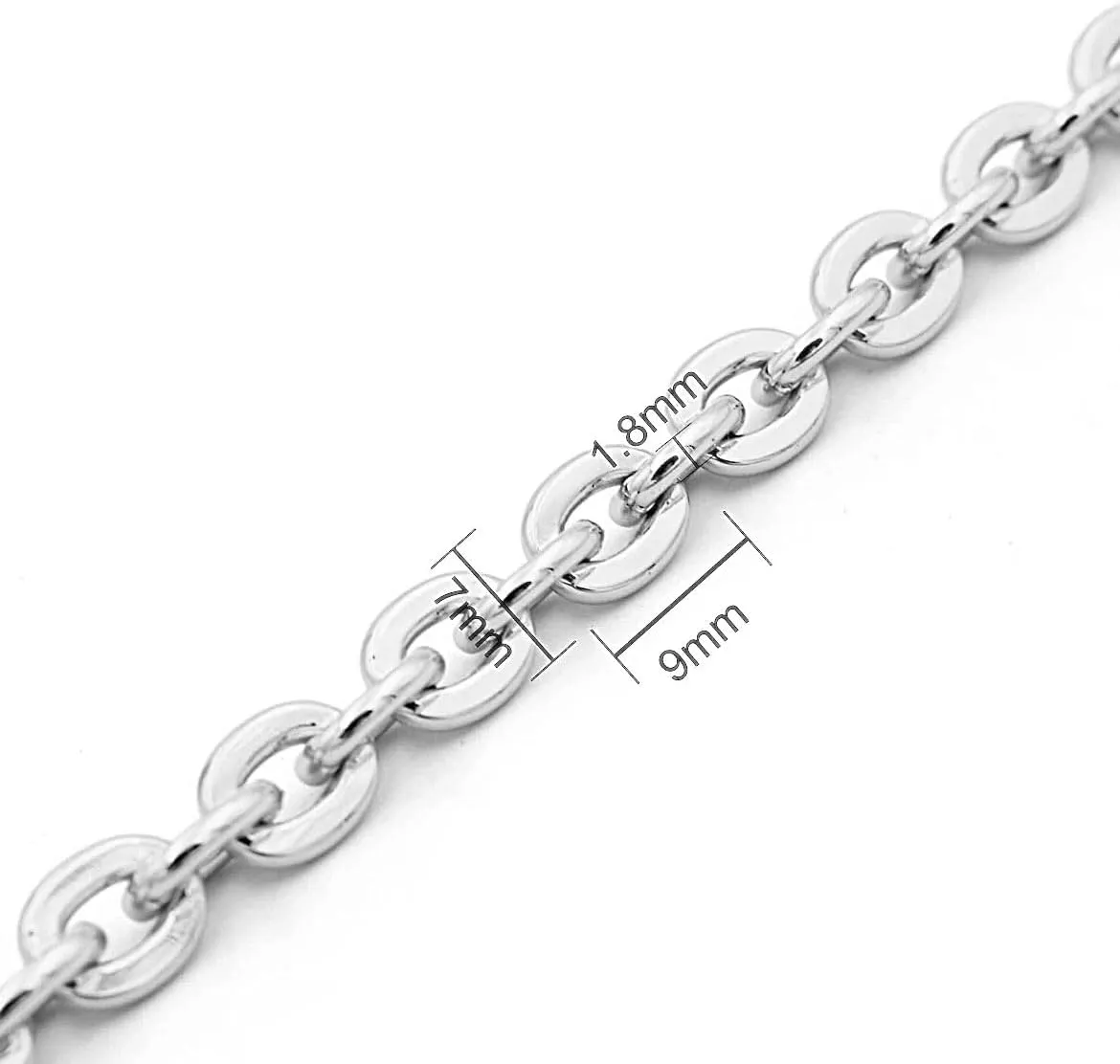 Oval Purse Chain Flat Silver Light Weight Crossbody Shoulder Strap Polished Quality - (40" / 100cm)