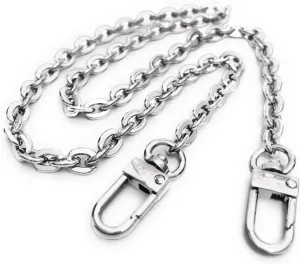 Oval Purse Chain Flat Silver Light Weight Crossbody Shoulder Strap Polished Quality - (40" / 100cm)