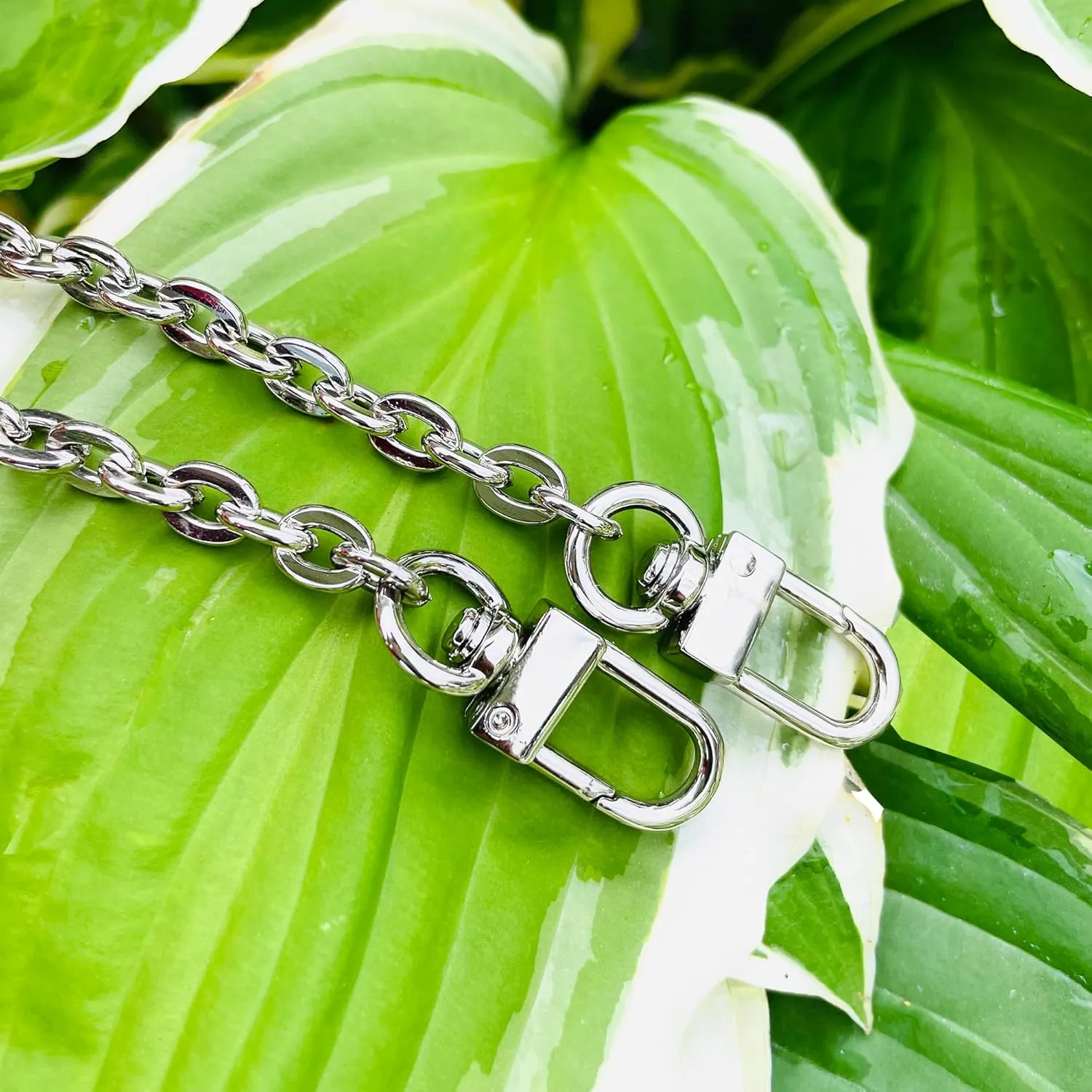 Oval Purse Chain Flat Silver Light Weight Crossbody Shoulder Strap Polished Quality - (40" / 100cm)