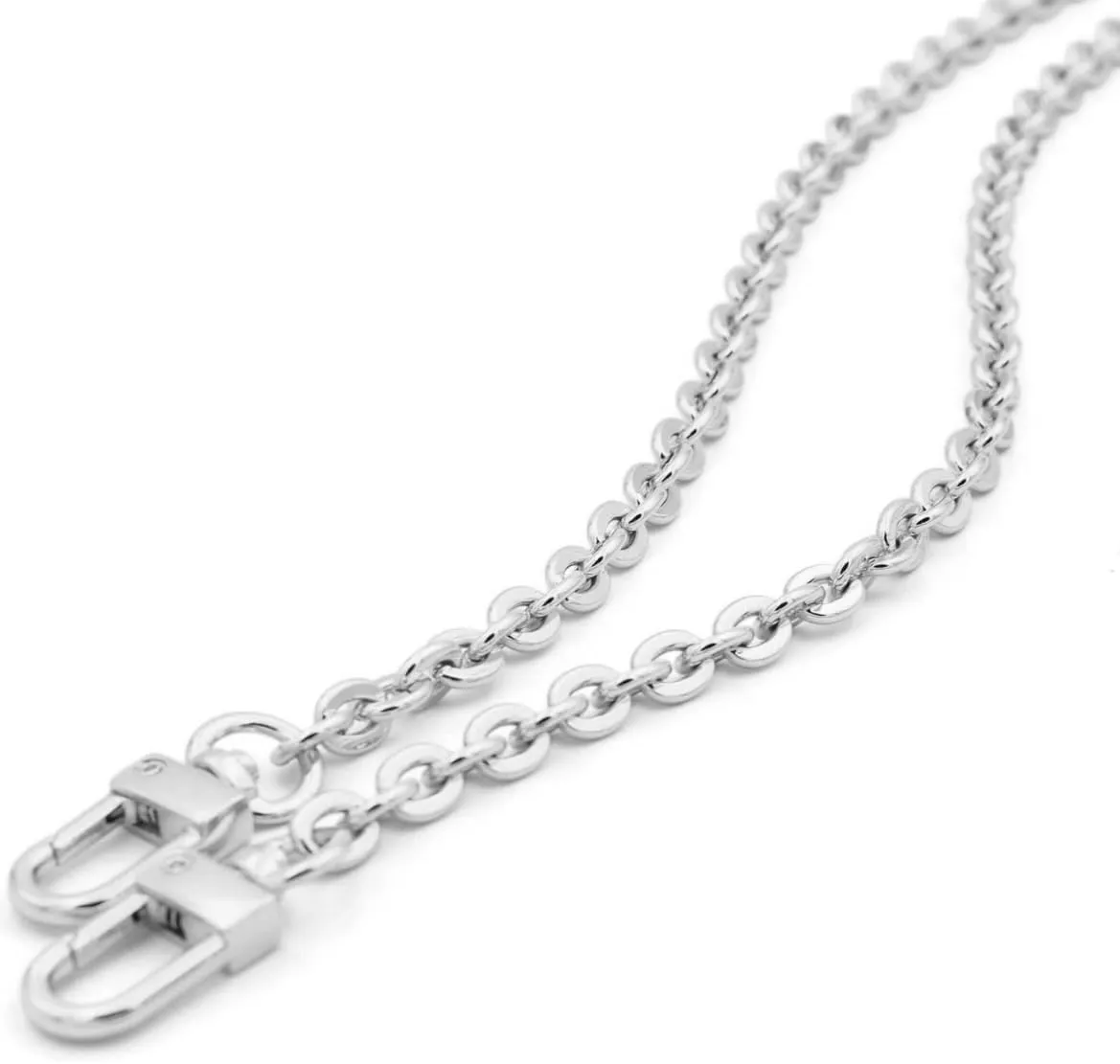 Oval Purse Chain Flat Silver Light Weight Crossbody Shoulder Strap Polished Quality - (40" / 100cm)