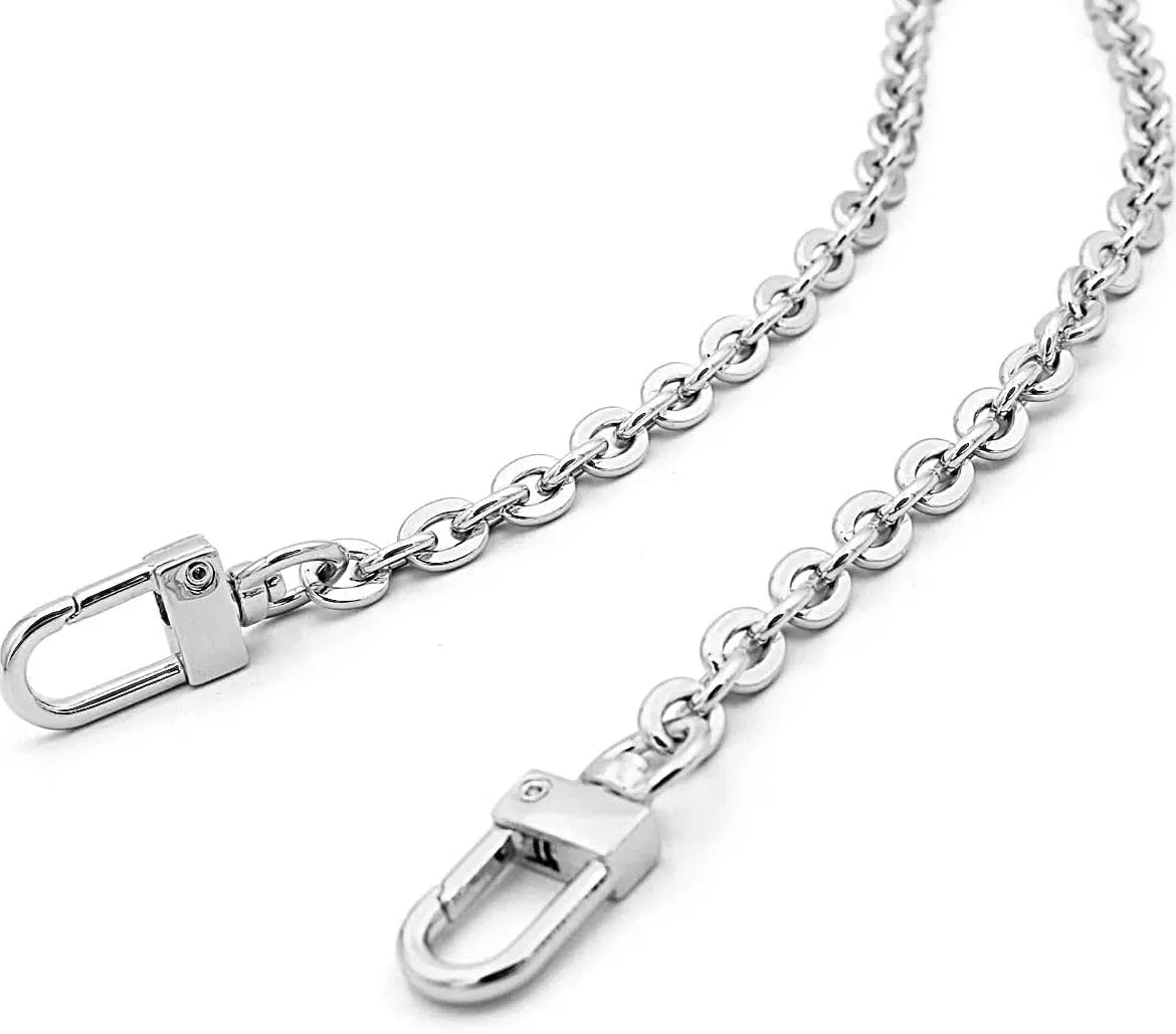 Oval Purse Chain Flat Silver Light Weight Crossbody Shoulder Strap Polished Quality - (40" / 100cm)