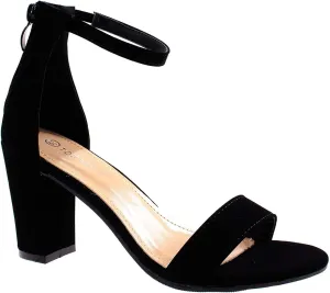 Over the Toe Strap Ankle Wrap Strap Heel Open Toe Medium Heel, Black, 11