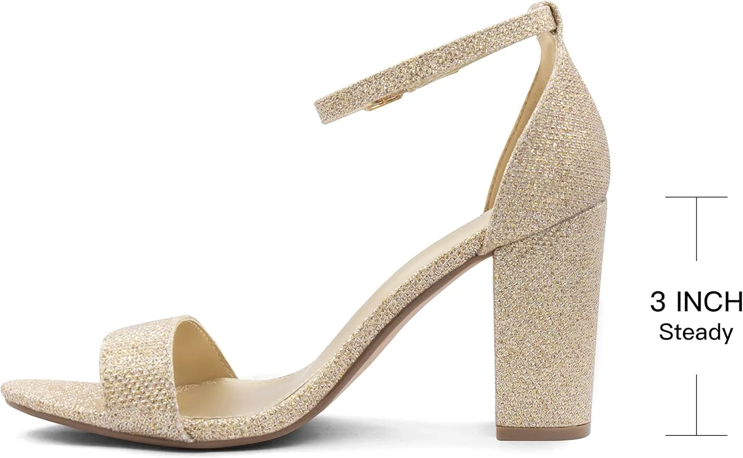 PARTY Women's Chunky Heels Open Toe Ankle Strap 3 inch Heeled Sandals