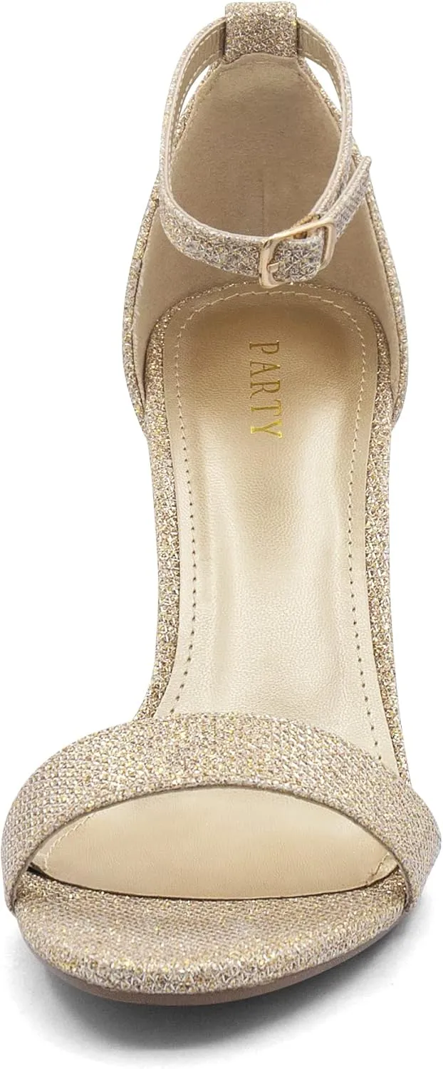 PARTY Women's Chunky Heels Open Toe Ankle Strap 3 inch Heeled Sandals