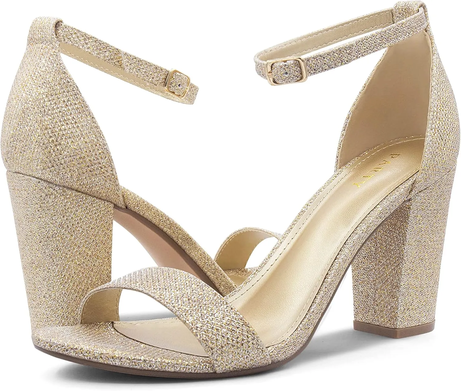 PARTY Women's Chunky Heels Open Toe Ankle Strap 3 inch Heeled Sandals