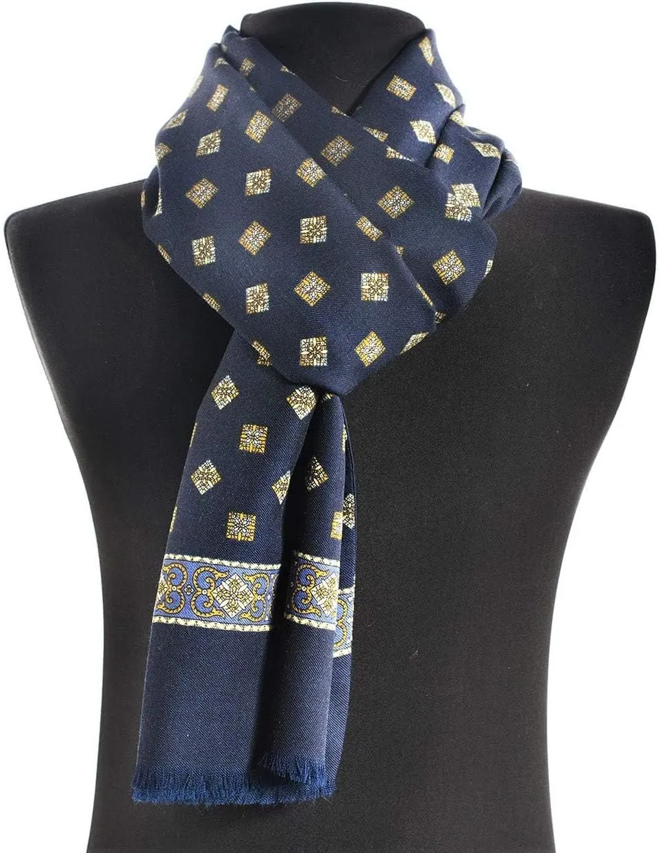 Pavlovo Posad Wool Scarf for Men 11x55'' (27x140 cm) 100% Wool Men’s Shawl