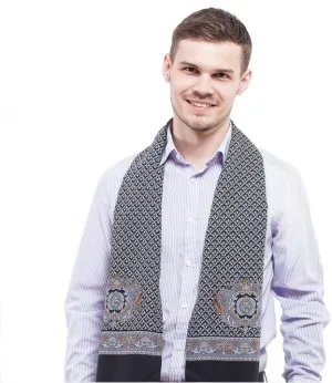 Pavlovo Posad Wool Scarf for Men 11x55'' (27x140 cm) 100% Wool Men’s Shawl