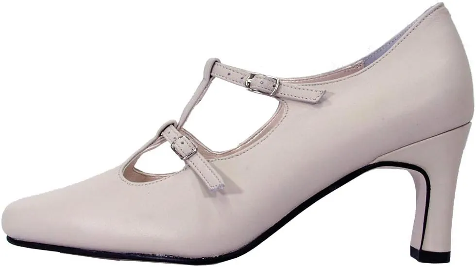 Peerage Helena Women's Wide Width Leather T-Strap High-Heel Pumps