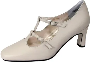 Peerage Helena Women's Wide Width Leather T-Strap High-Heel Pumps
