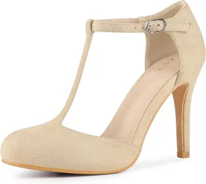 Perphy Mary Janes Pumps T-Strap Ankle Strap Stiletto Heels for Women