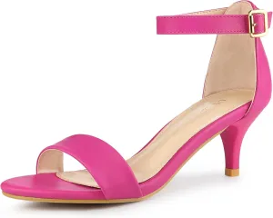 Perphy Open Toe Ankle Strap Kitten Heel Sandals for Women