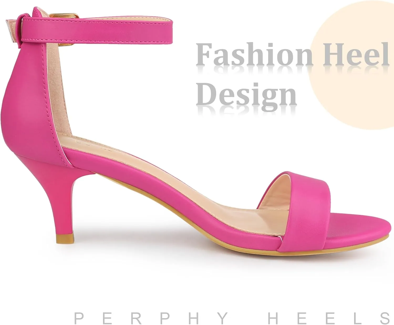 Perphy Open Toe Ankle Strap Kitten Heel Sandals for Women