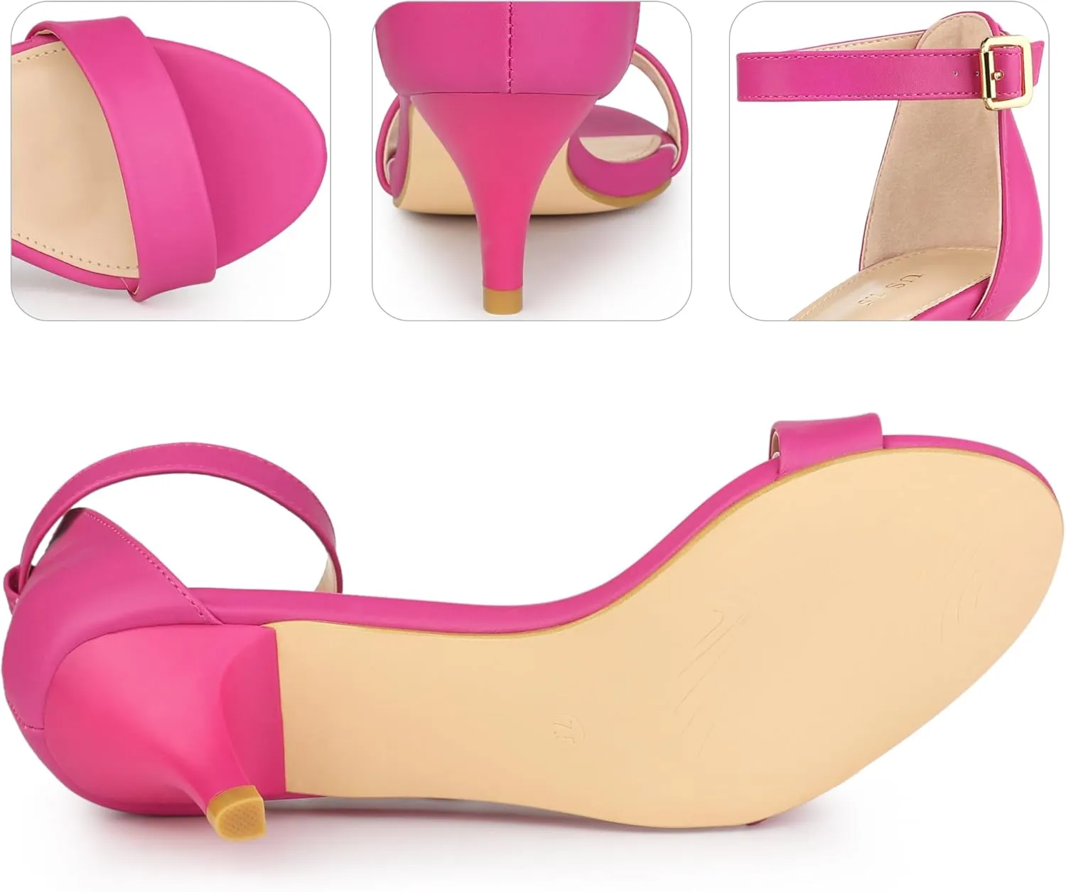 Perphy Open Toe Ankle Strap Kitten Heel Sandals for Women