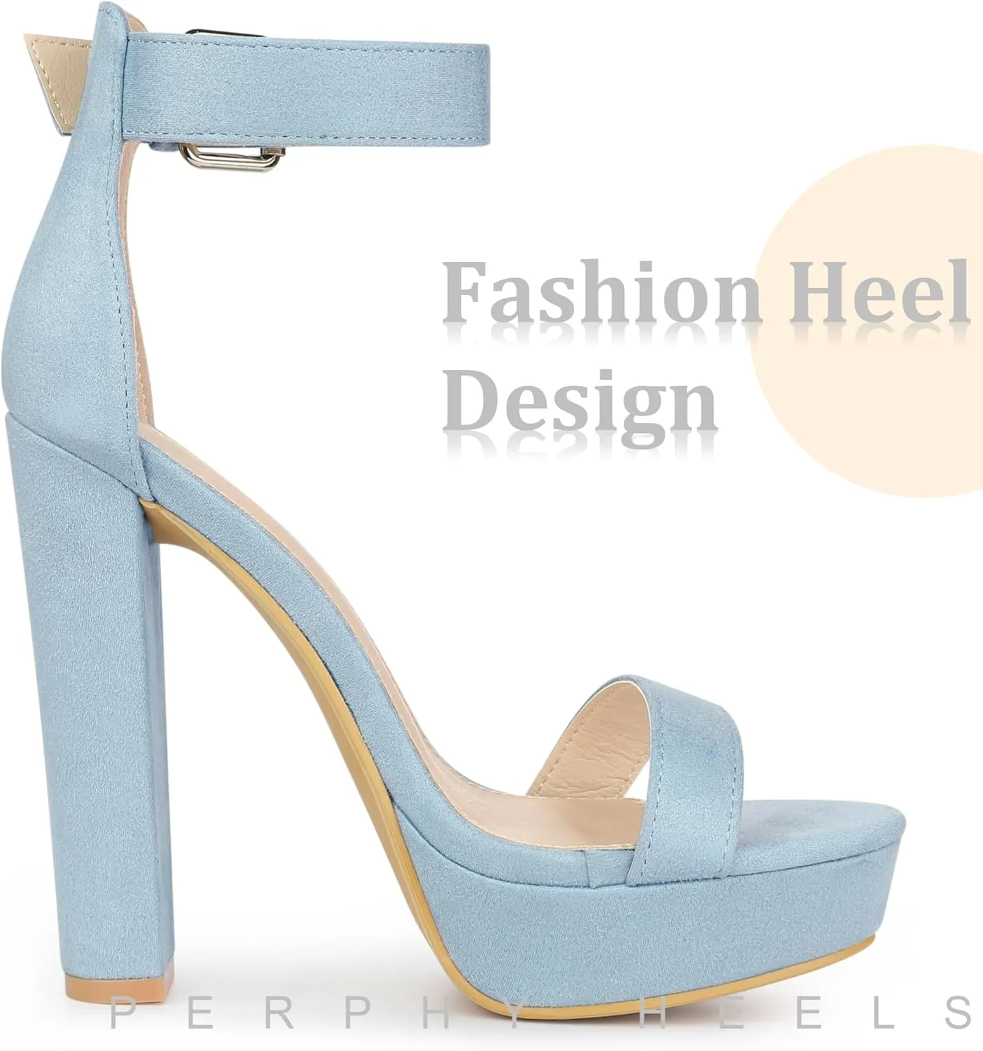 Perphy Platform High Heel Ankle Strap Chunky Heels Platform Heel Sandals for Women