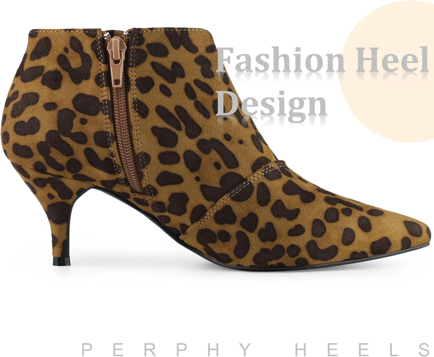 Perphy Pointed Toe Cutout Kitten Heel Ankle Booties for Women