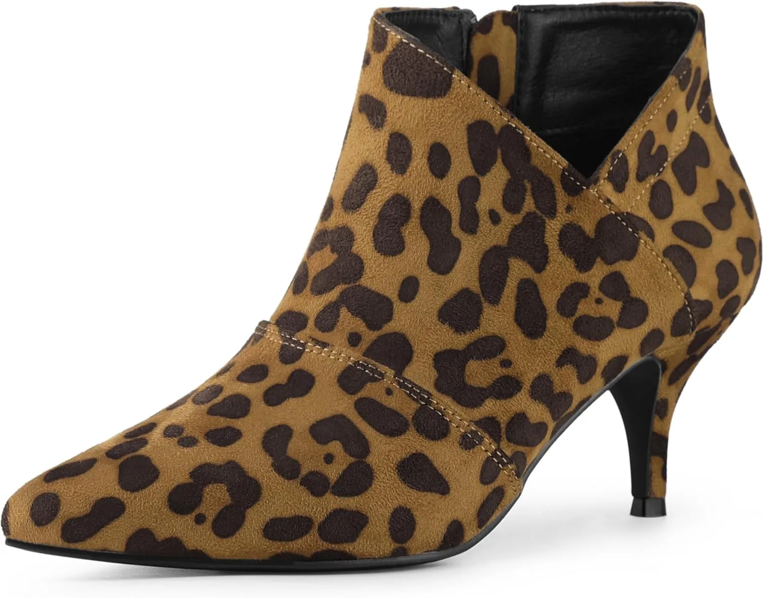 Perphy Pointed Toe Cutout Kitten Heel Ankle Booties for Women