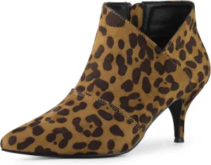 Perphy Pointed Toe Cutout Kitten Heel Ankle Booties for Women